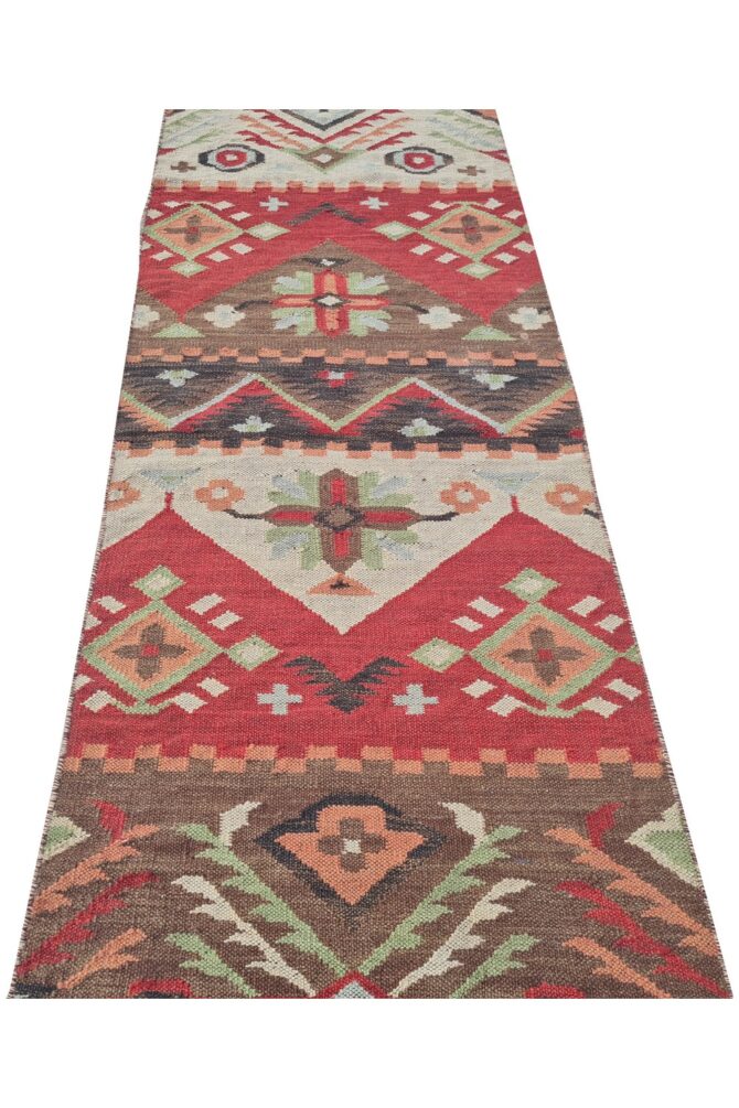 Amazing Hand Knotted Vintage Woven Chobi Kilim Kilm Wool Area Rug 8 x 2 Ft - Image 3