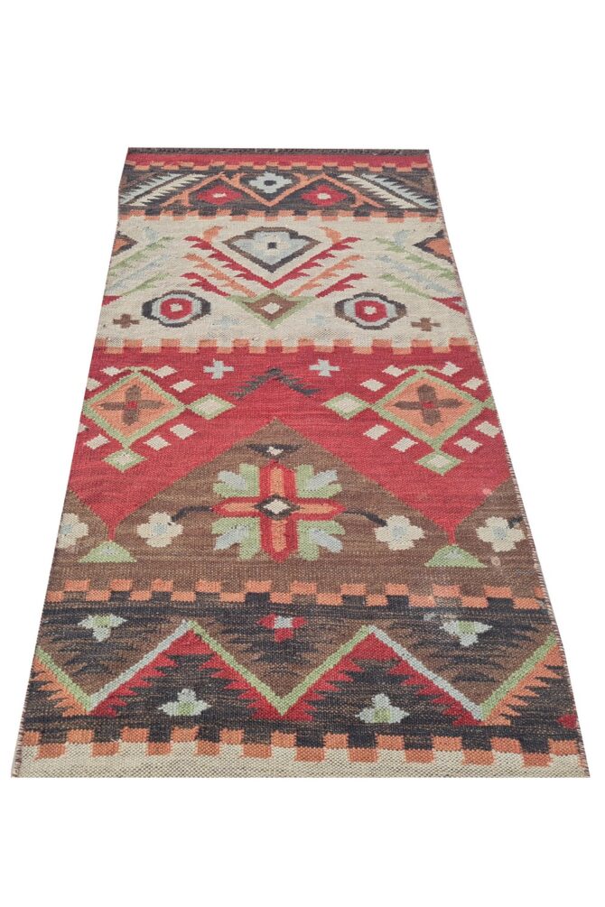 Amazing Hand Knotted Vintage Woven Chobi Kilim Kilm Wool Area Rug 8 x 2 Ft - Image 4