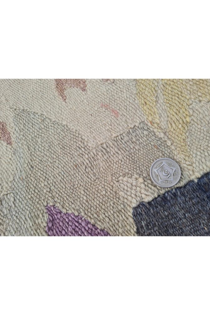 Hand Knotted Vintage Bulgaria Pictorial Kilim Wool Area Rug 4.2 x 2.7 Ft - Image 8