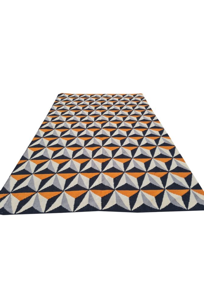 Amazing Hand Knotted Vintage Flat Weave Kilim Wool Area Rug 8 x 5 Ft - Image 2