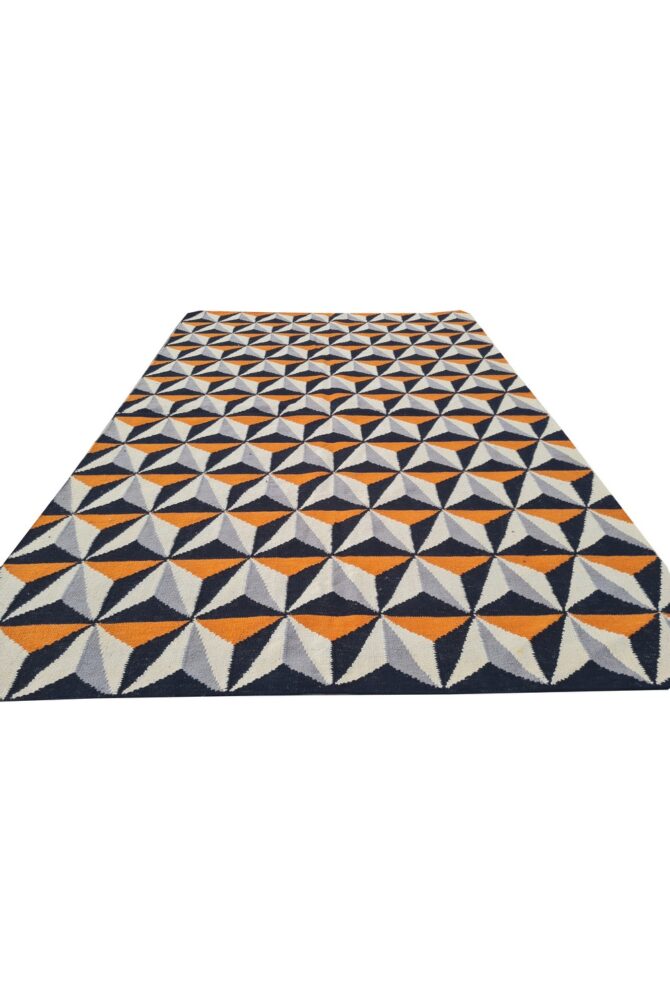 Amazing Hand Knotted Vintage Flat Weave Kilim Wool Area Rug 8 x 5 Ft - Image 3