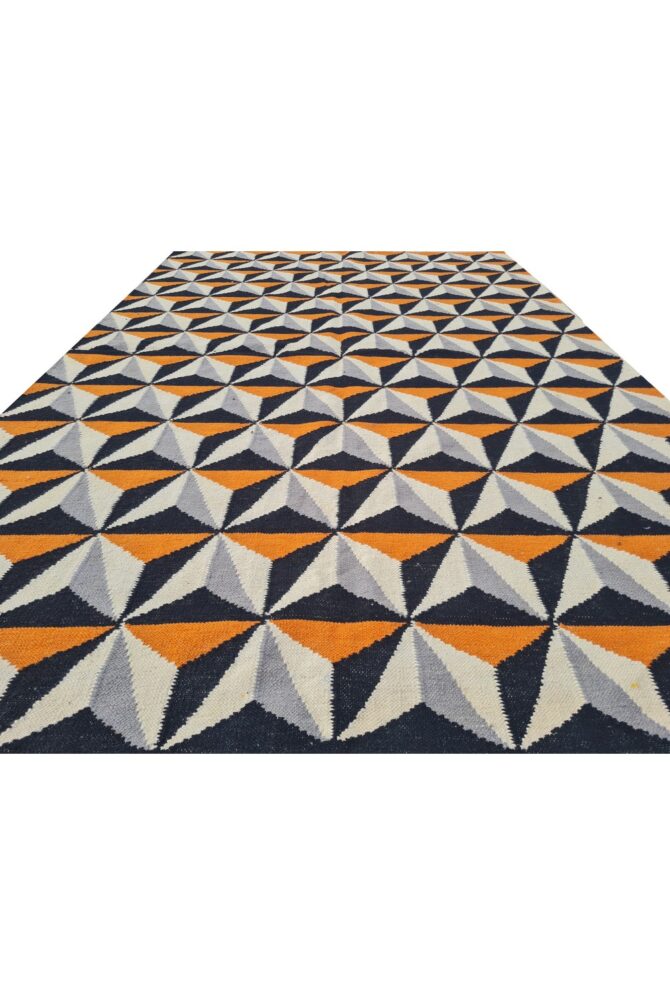 Amazing Hand Knotted Vintage Flat Weave Kilim Wool Area Rug 8 x 5 Ft - Image 4