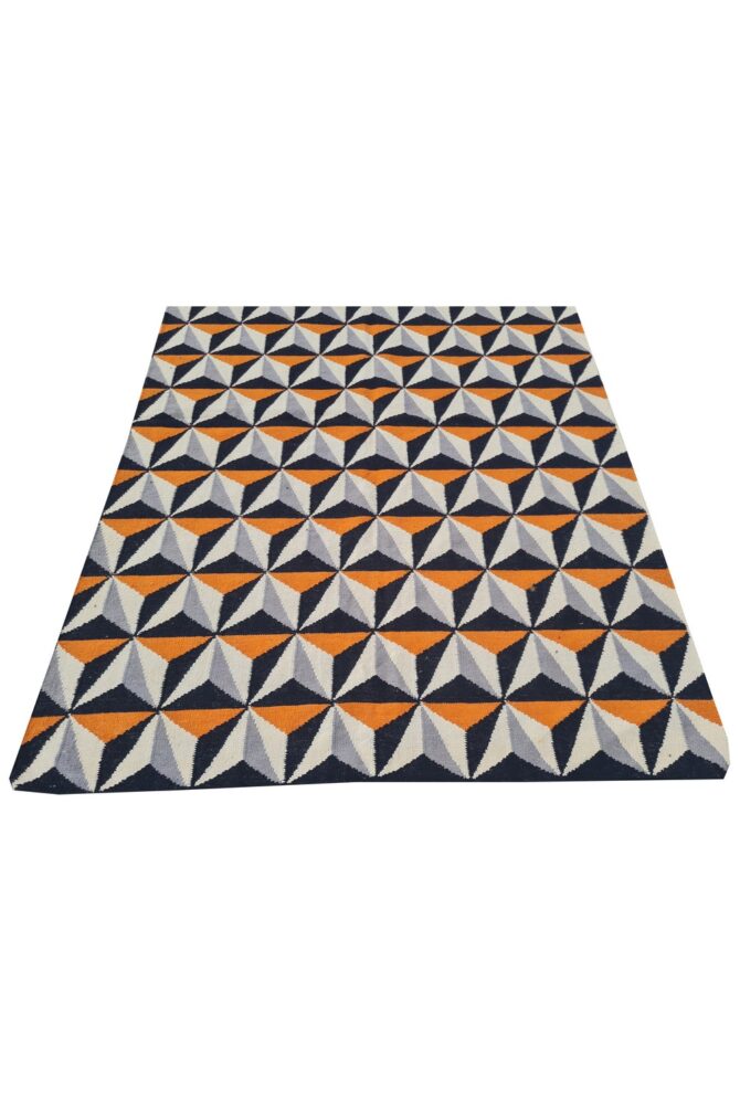 Amazing Hand Knotted Vintage Flat Weave Kilim Wool Area Rug 8 x 5 Ft - Image 7