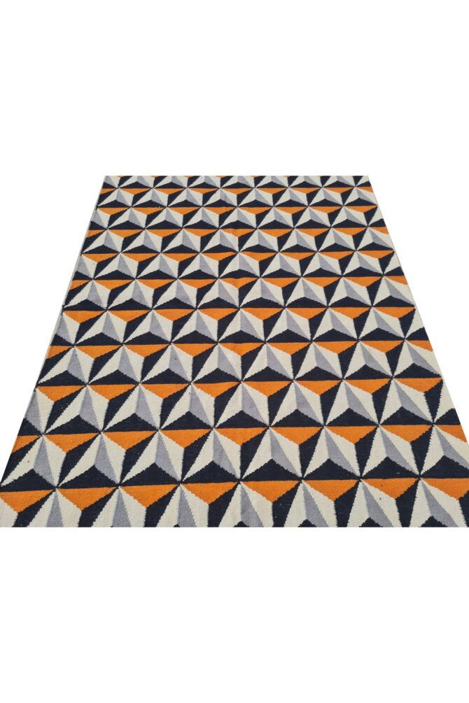 Amazing Hand Knotted Vintage Flat Weave Kilim Wool Area Rug 8 x 5 Ft - Image 5