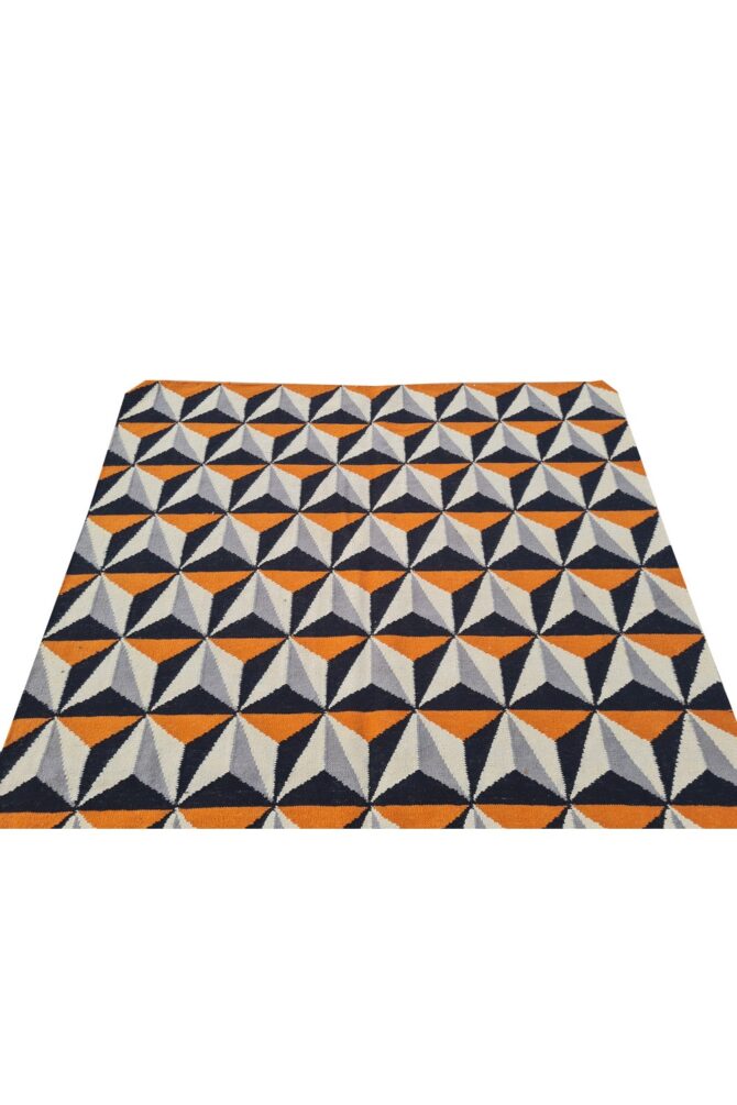 Amazing Hand Knotted Vintage Flat Weave Kilim Wool Area Rug 8 x 5 Ft - Image 6