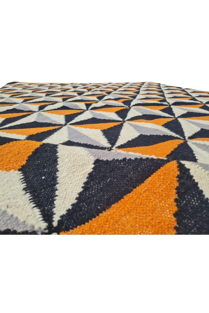 Amazing Hand Knotted Vintage Flat Weave Kilim Wool Area Rug 8 x 5 Ft - Image 8