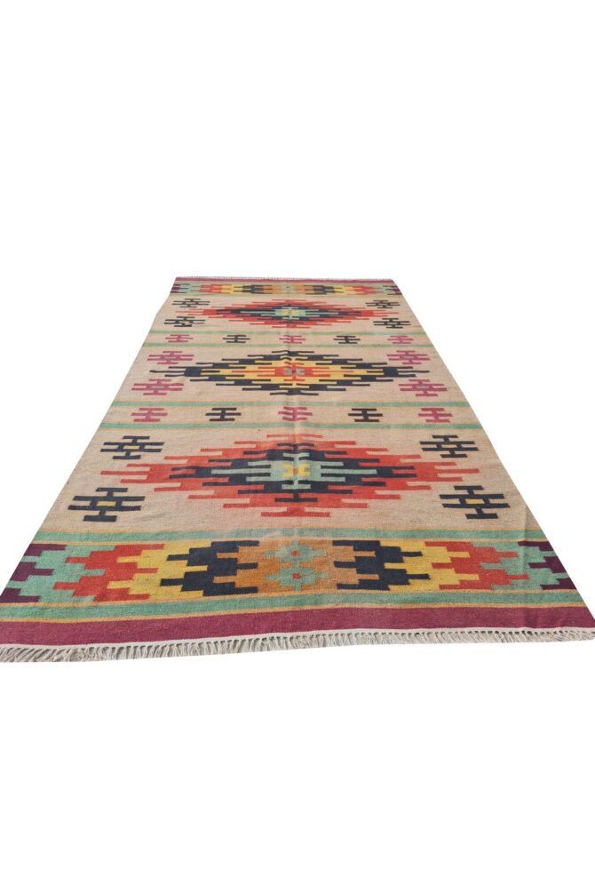 Amazing Hand Knotted Vintage Flat Weave Kilim Wool Area Rug 8 x 5 Ft - Image 2