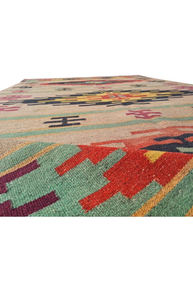 Amazing Hand Knotted Vintage Flat Weave Kilim Wool Area Rug 8 x 5 Ft - Image 7