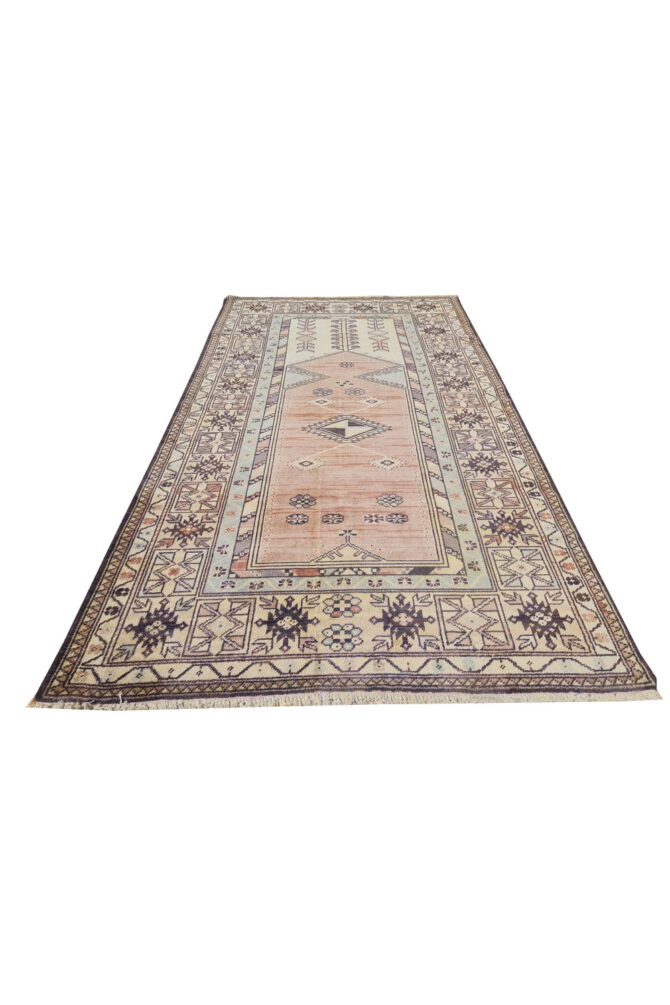 Authentic Hand Knotted Vintage Bulgaria Wool Area Rug 7.1 x 3.10 Ft (907 Ger-4) - Image 2