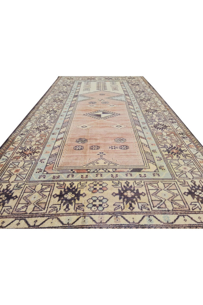 Authentic Hand Knotted Vintage Bulgaria Wool Area Rug 7.1 x 3.10 Ft (907 Ger-4) - Image 4