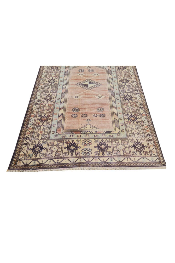 Authentic Hand Knotted Vintage Bulgaria Wool Area Rug 7.1 x 3.10 Ft (907 Ger-4) - Image 7