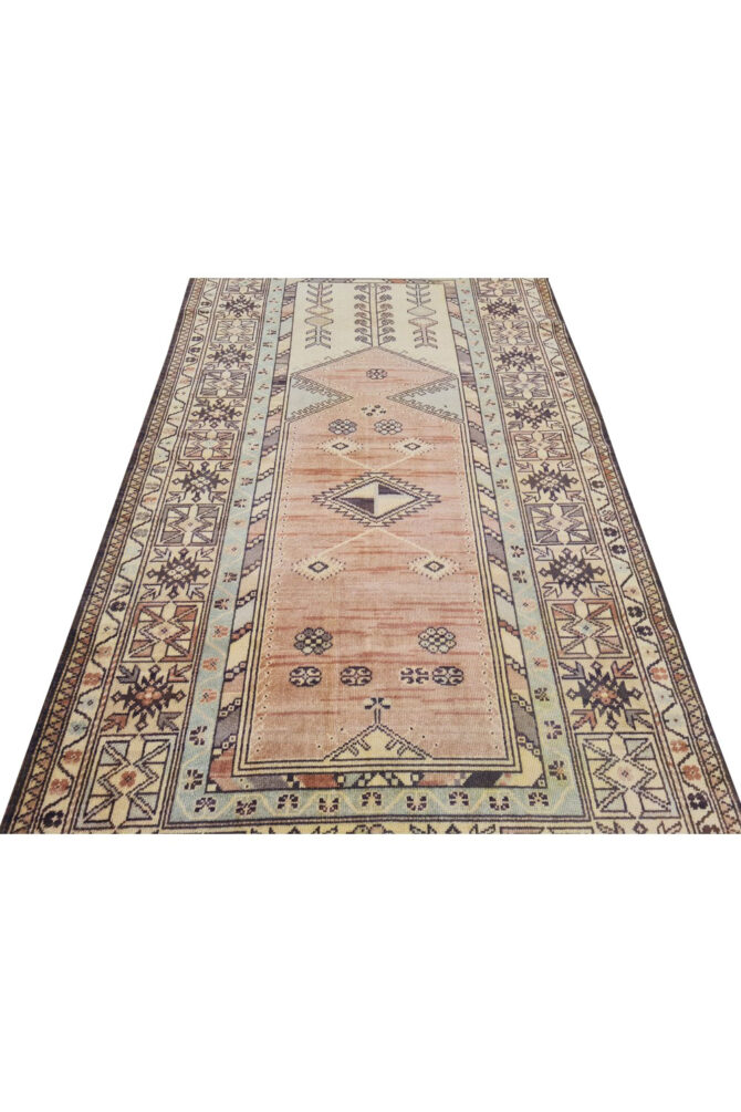 Authentic Hand Knotted Vintage Bulgaria Wool Area Rug 7.1 x 3.10 Ft (907 Ger-4) - Image 5