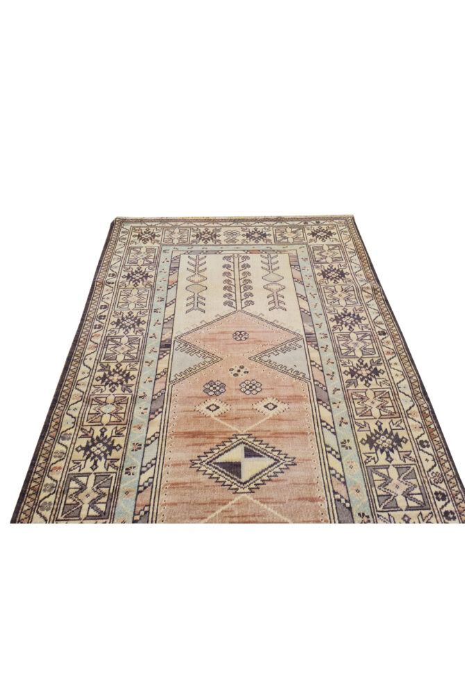 Authentic Hand Knotted Vintage Bulgaria Wool Area Rug 7.1 x 3.10 Ft (907 Ger-4) - Image 6