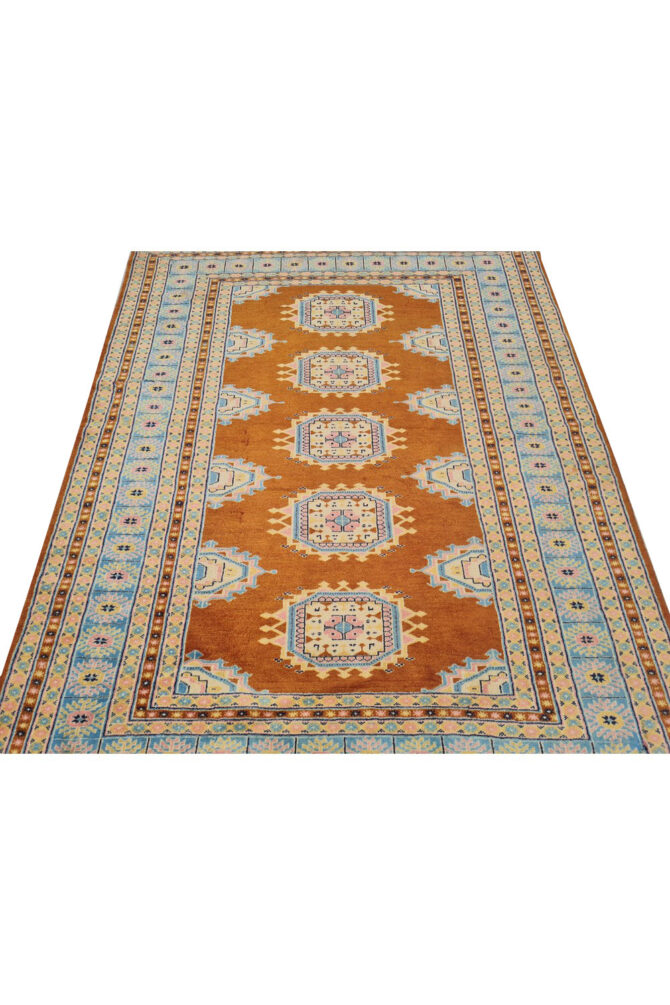 Authentic Hand Knotted Vintage Pakistani Bokhara Jhaldar Wool Area Rug 6 x 4 Ft (929 Ger-4) - Image 5