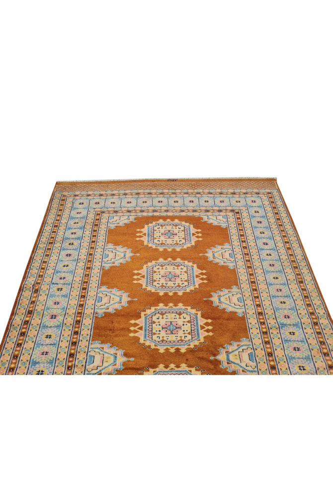 Authentic Hand Knotted Vintage Pakistani Bokhara Jhaldar Wool Area Rug 6 x 4 Ft (929 Ger-4) - Image 6
