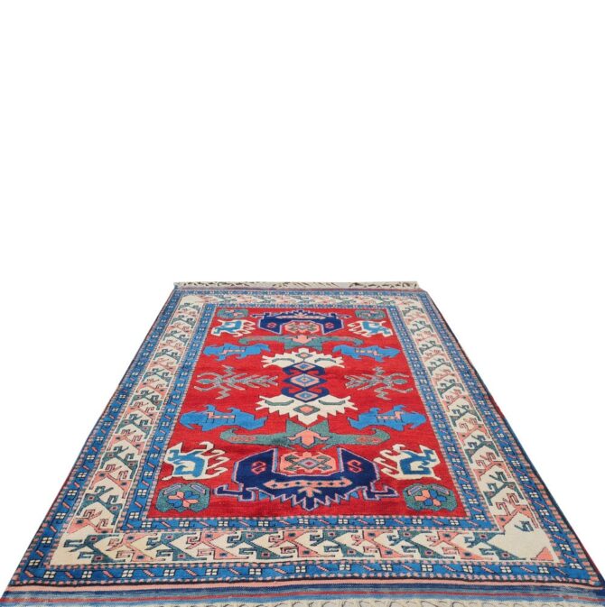 Authentic Hand Knotted Vintage Kurdi Wool Area Rug 5.5 x 4.0 Ft - Image 2