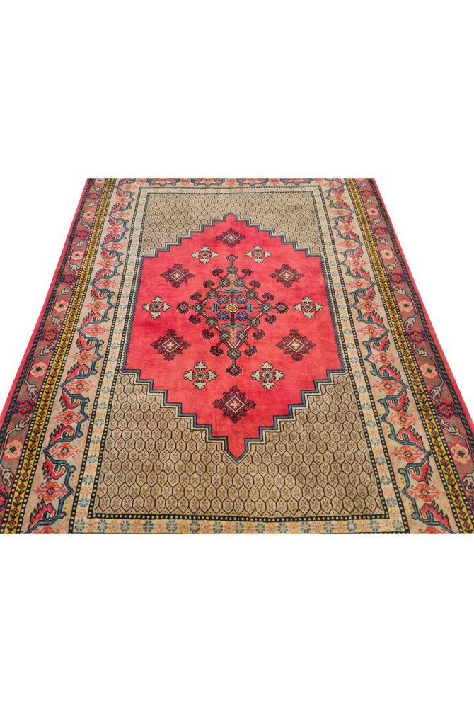 Authentic Hand Knotted Vintage Morocco Wool Area Rug 6 x 4 Ft (940 Ger-4) - Image 6