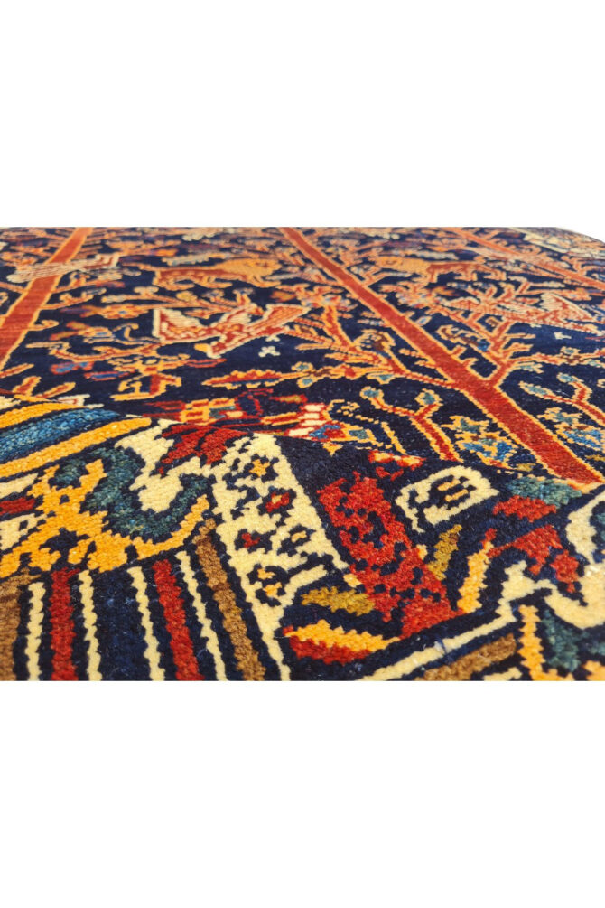 Authentic Hand Knotted Vintage Malayar Hunting Pictorial Wool Area Rug 5 x 4 Ft (942 Ger-4) - Image 6