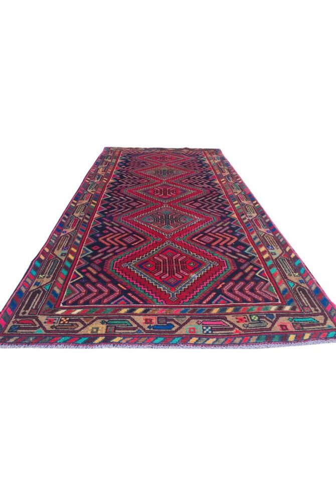 Authentic Hand Knotted Vintage Hamidoun Wool Area Rug 6.8 x 3.5 Ft - Image 3