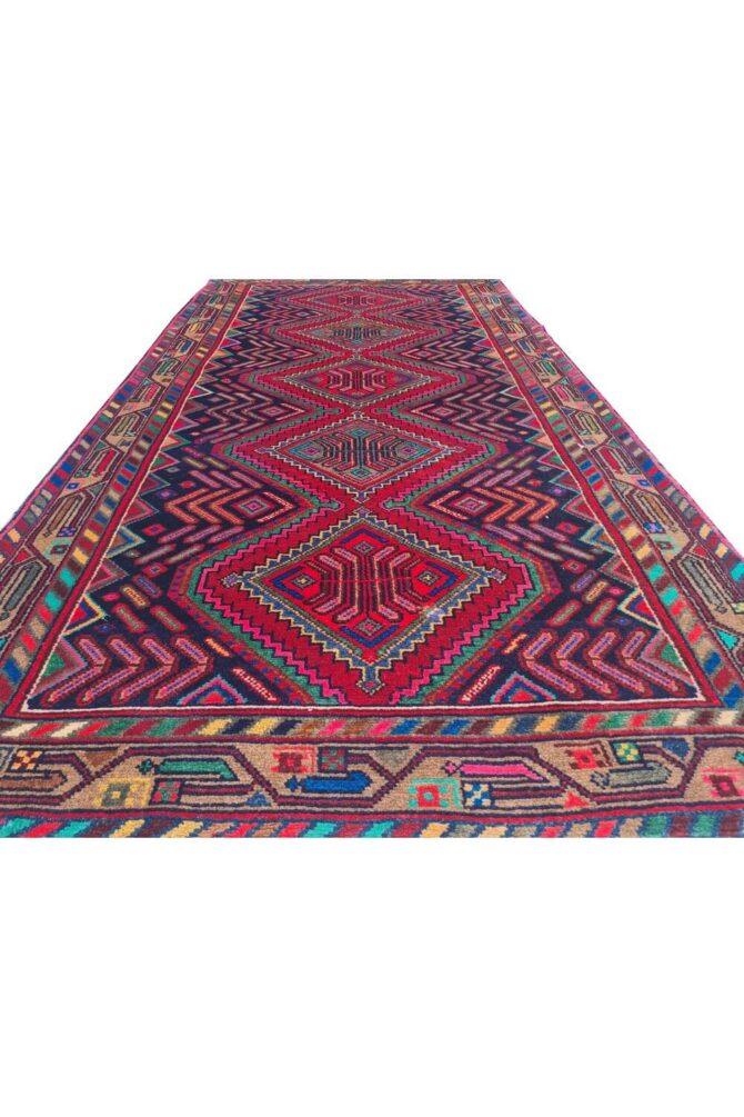 Authentic Hand Knotted Vintage Hamidoun Wool Area Rug 6.8 x 3.5 Ft - Image 4