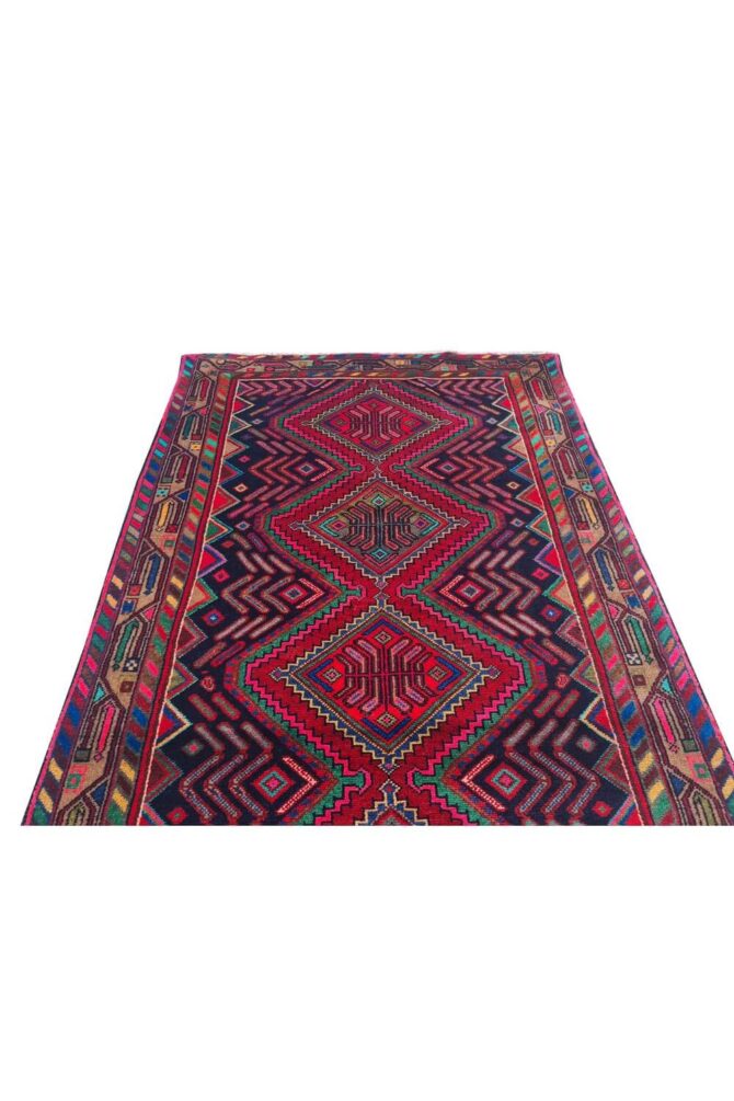 Authentic Hand Knotted Vintage Hamidoun Wool Area Rug 6.8 x 3.5 Ft - Image 6