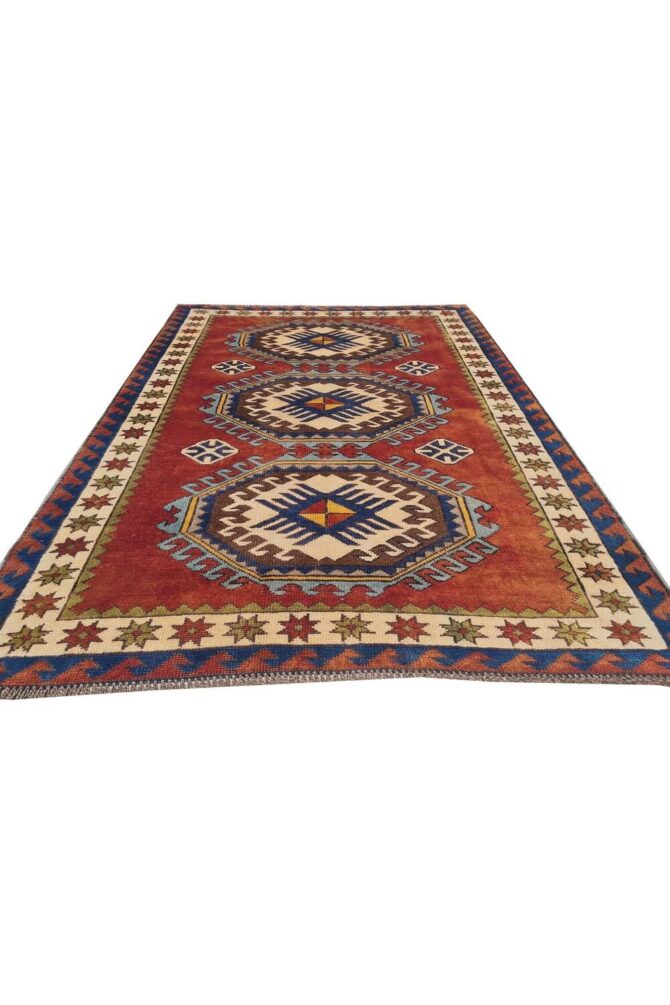Authentic Hand Knotted Vintage Kurdi Wool Area Rug 6 x 4 Ft - Image 3