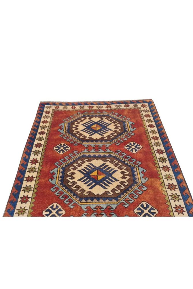 Authentic Hand Knotted Vintage Kurdi Wool Area Rug 6 x 4 Ft - Image 7