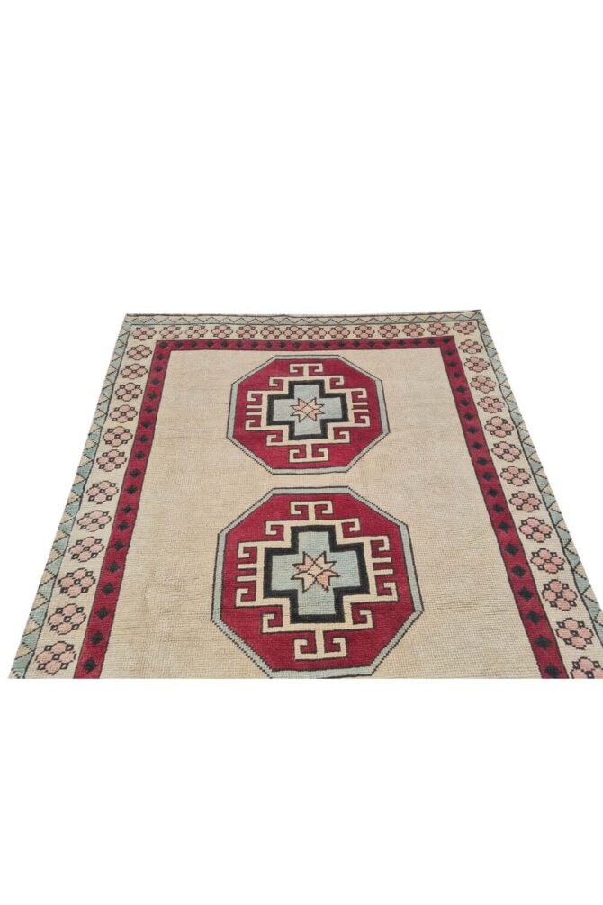 Authentic Hand Knotted Vintage Kurdi Wool Area Rug 6 x 4 Ft - Image 6
