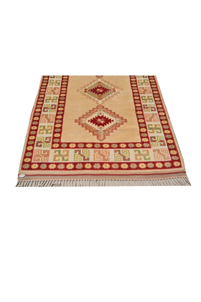Authentic Hand Knotted Vintage Kurdi Wool Area Rug 5 x 4 Ft - Image 7