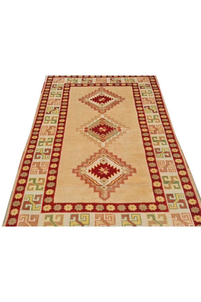 Authentic Hand Knotted Vintage Kurdi Wool Area Rug 5 x 4 Ft - Image 5