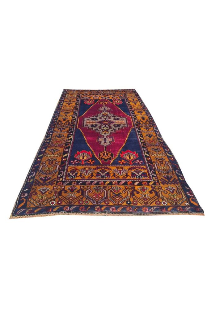 Authentic Hand Knotted Vintage Turkish Wool Area Rug 7.5 x 4.1 Ft - Image 2