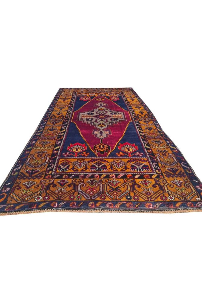Authentic Hand Knotted Vintage Turkish Wool Area Rug 7.5 x 4.1 Ft - Image 3