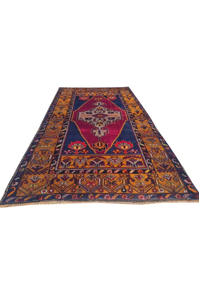 Authentic Hand Knotted Vintage Turkish Wool Area Rug 7.5 x 4.1 Ft - Image 4