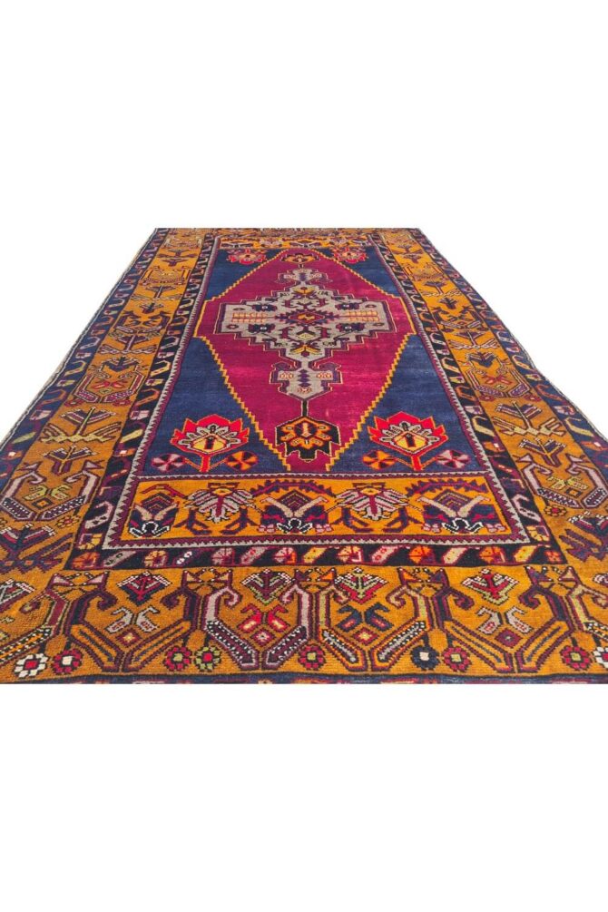 Authentic Hand Knotted Vintage Turkish Wool Area Rug 7.5 x 4.1 Ft - Image 5
