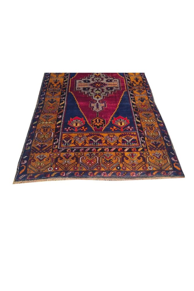 Authentic Hand Knotted Vintage Turkish Wool Area Rug 7.5 x 4.1 Ft - Image 8