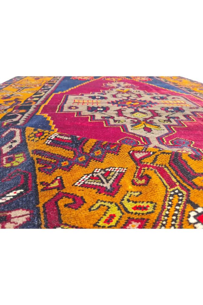 Authentic Hand Knotted Vintage Turkish Wool Area Rug 7.5 x 4.1 Ft - Image 9