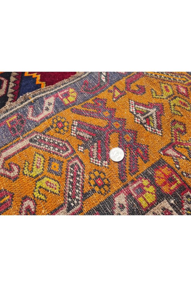 Authentic Hand Knotted Vintage Turkish Wool Area Rug 7.5 x 4.1 Ft - Image 10