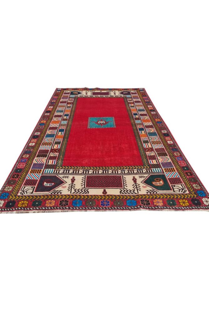 Authentic Hand Knotted Vintage Shrz Wool Area Rug 6.8 x 4.5 Ft - Image 2