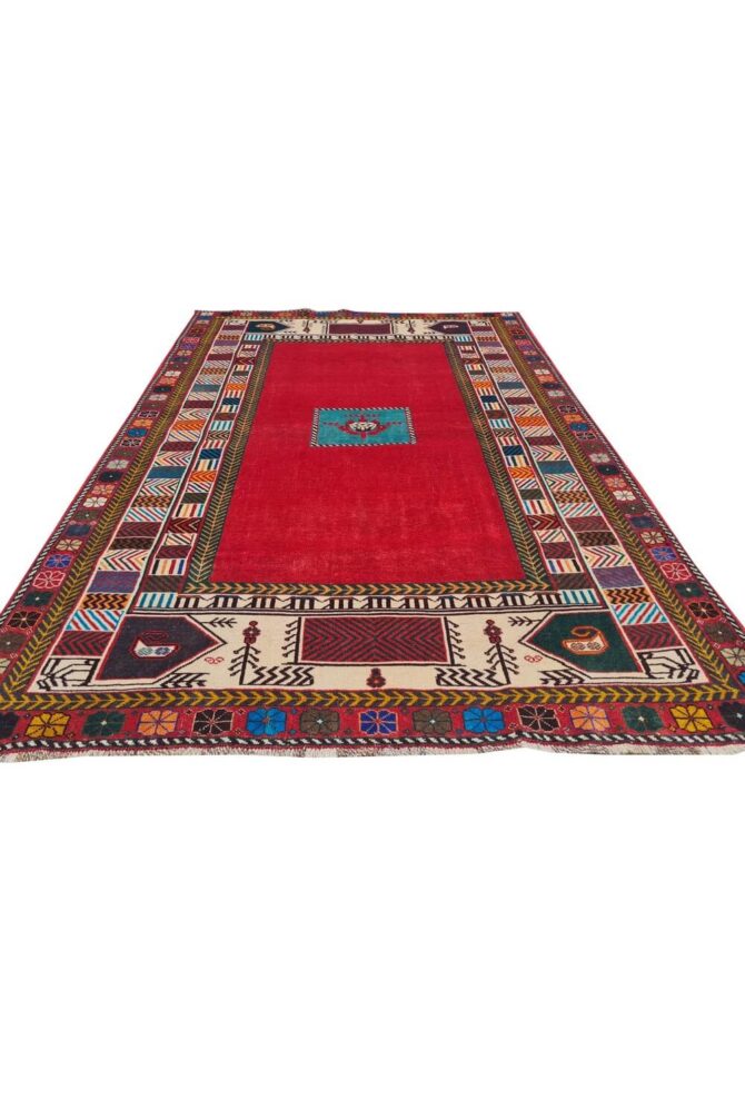 Authentic Hand Knotted Vintage Shrz Wool Area Rug 6.8 x 4.5 Ft - Image 3