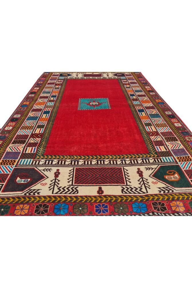 Authentic Hand Knotted Vintage Shrz Wool Area Rug 6.8 x 4.5 Ft - Image 4