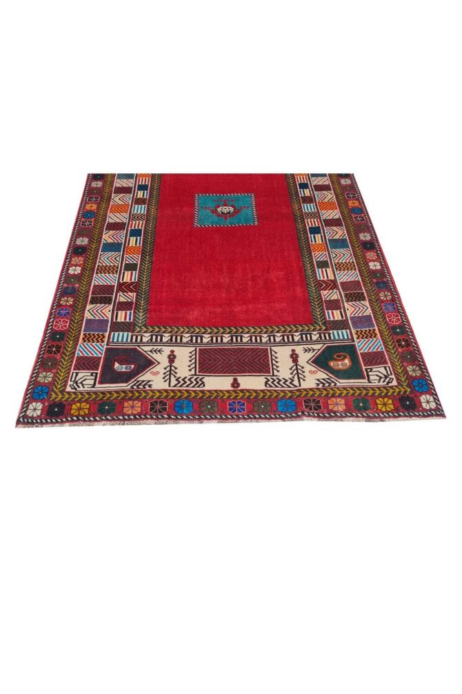Authentic Hand Knotted Vintage Shrz Wool Area Rug 6.8 x 4.5 Ft - Image 7