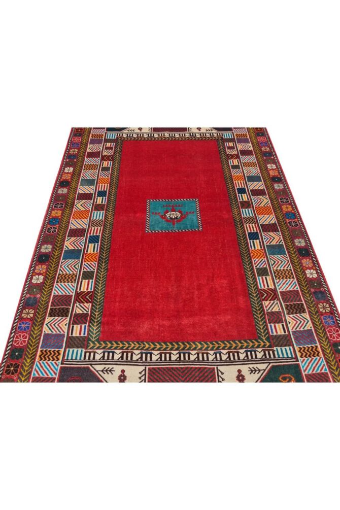 Authentic Hand Knotted Vintage Shrz Wool Area Rug 6.8 x 4.5 Ft - Image 5