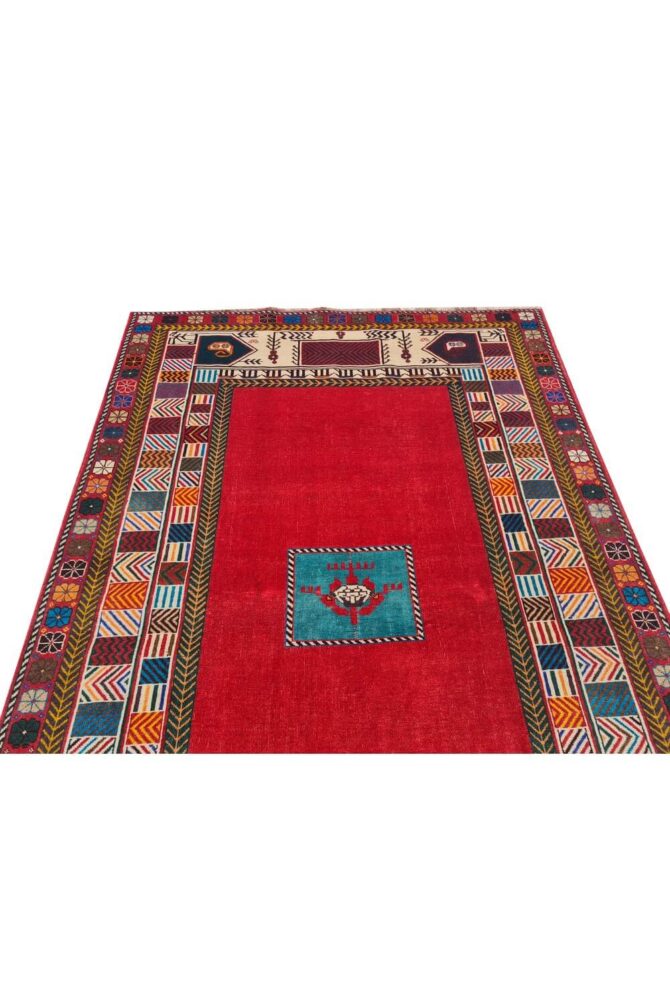 Authentic Hand Knotted Vintage Shrz Wool Area Rug 6.8 x 4.5 Ft - Image 6