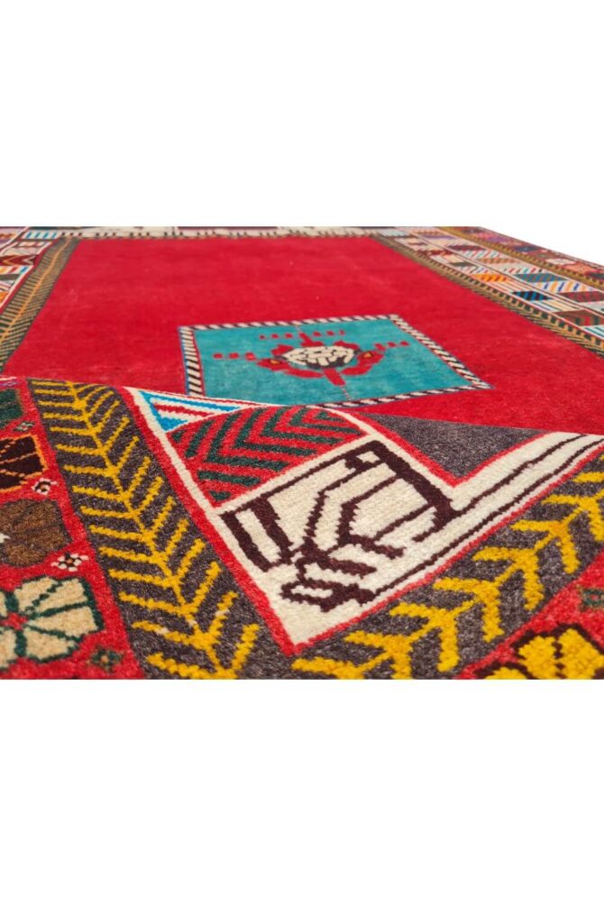 Authentic Hand Knotted Vintage Shrz Wool Area Rug 6.8 x 4.5 Ft - Image 8