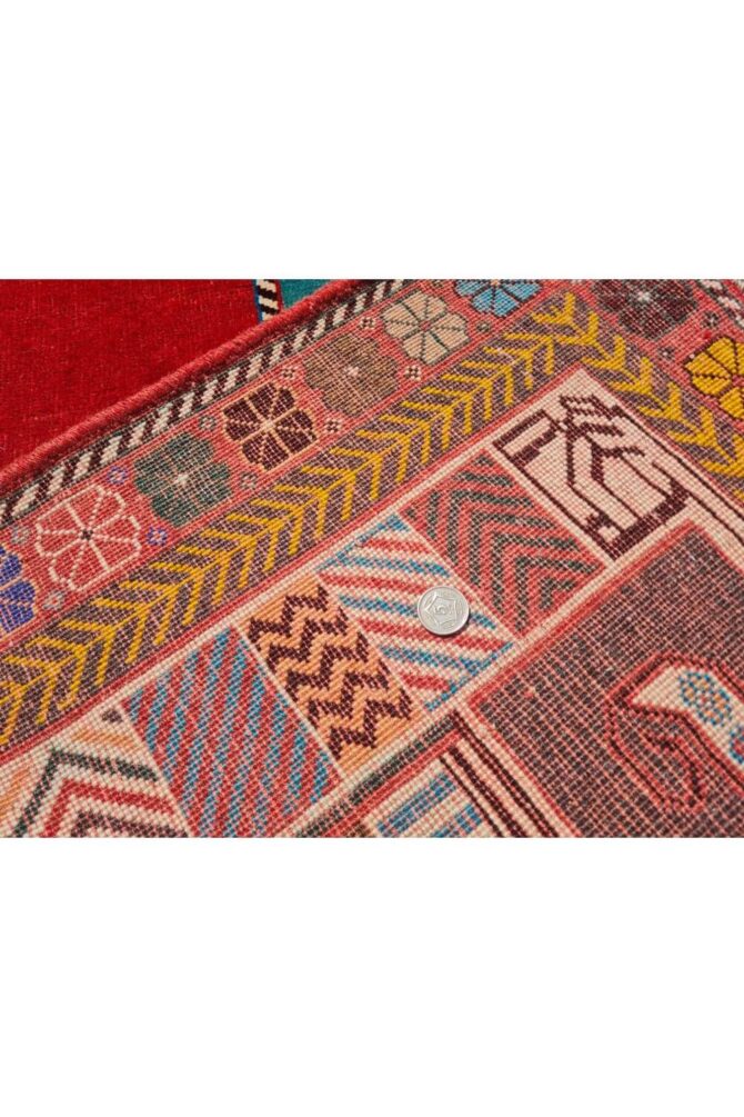 Authentic Hand Knotted Vintage Shrz Wool Area Rug 6.8 x 4.5 Ft - Image 9
