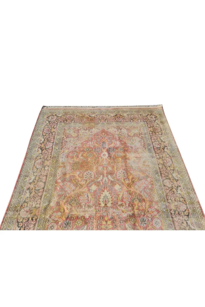 Amazing Hand Knotted Antique Traditional Tribal Kashmir Pictorial Silk Area Rug 6 x 4 Ft - Image 6