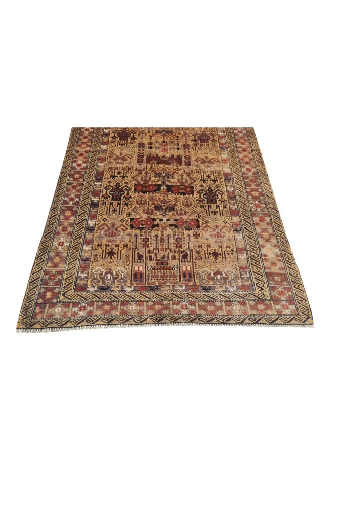 Amazing Hand Knotted Vintage Traditional Tribal Sastan Balouch Wool Area Rug 6.3 x 3.5 Ft - Image 6
