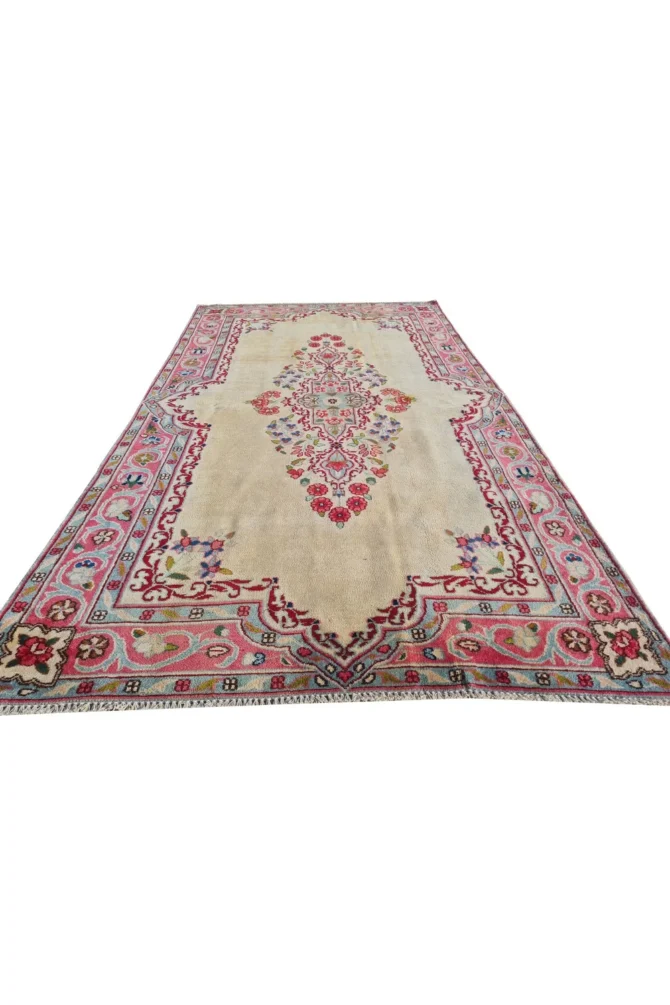 Amazing Hand Knotted Vintage Traditional Tribal Qirmoun Wool Area Rug 7 x 4 Ft - Image 3