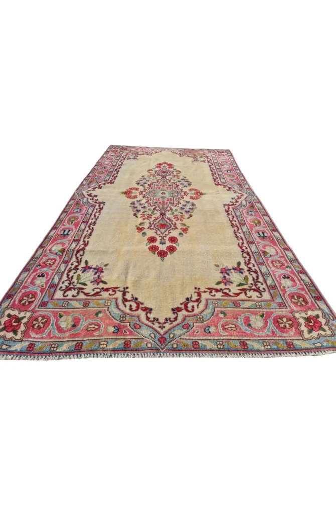 Amazing Hand Knotted Vintage Traditional Tribal Qirmoun Wool Area Rug 7 x 4 Ft - Image 4