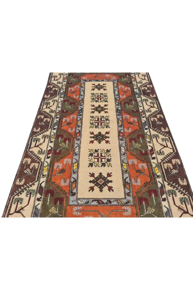 Amazing Hand Knotted Vintage Kurdi Wool Area Rug 7.5 x 4.4 Ft - Image 4
